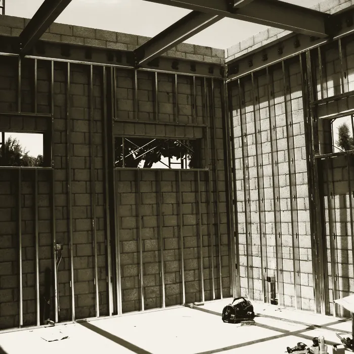 Interior block walls and openings framed out