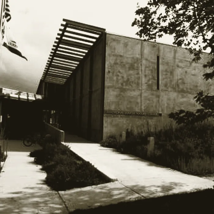 Madrona Marsh Nature Center after completion, with the flag and entry path