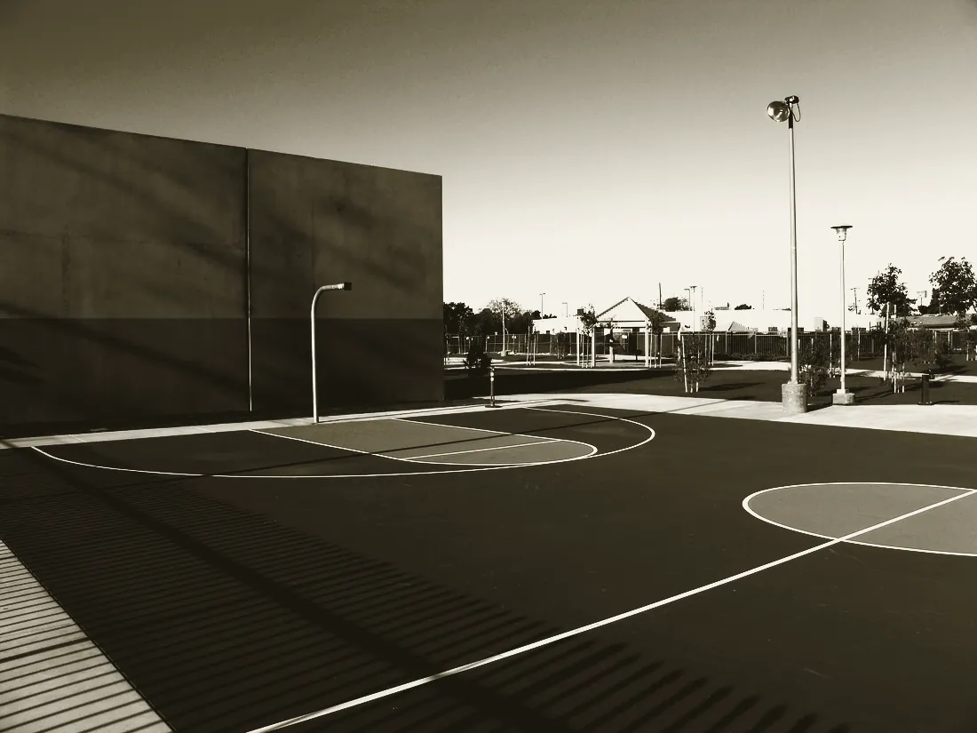 McFadden Park after renovation: a resurfaced multi-use sport court