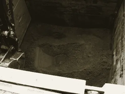 Inside the trench shoring box at the sewer lift station excavation